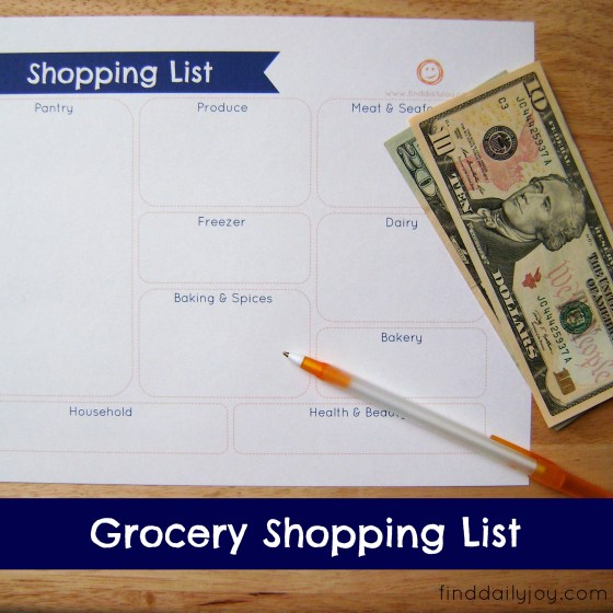 Grocery Shopping List {Free Printable} - finddailyjoy.com