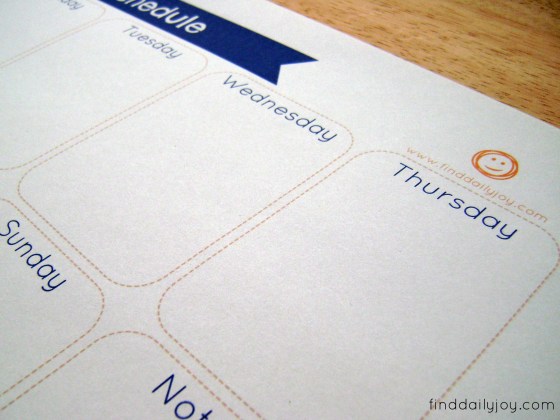 Weekly Schedule {Free Printable} - finddailyjoy.com