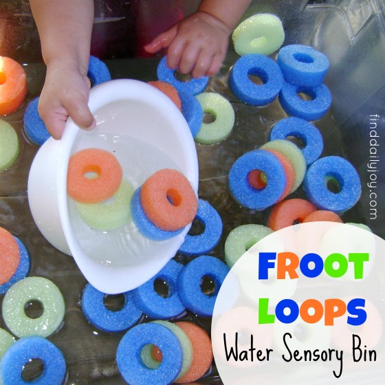 Froot Loops Water Sensory Bin {Playing With Toddler} - finddailyjoy.com
